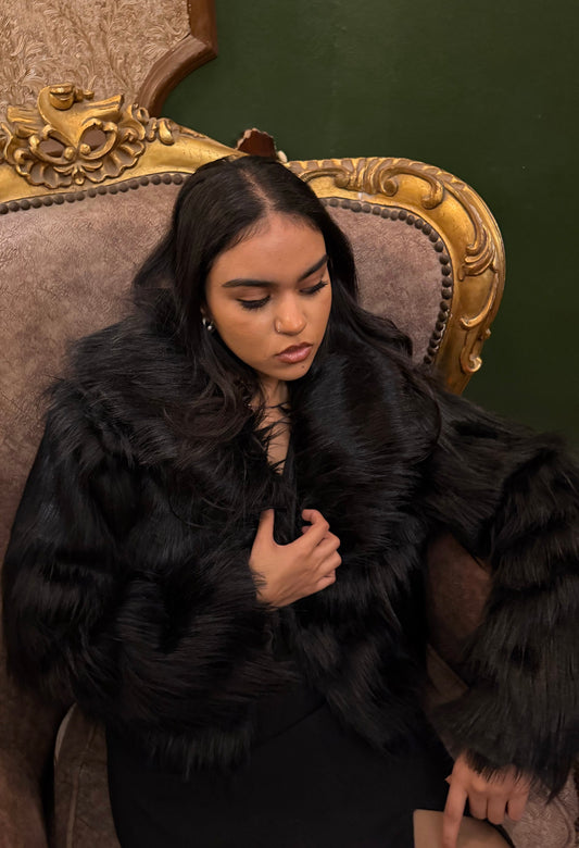 Black Faux Fur Coat