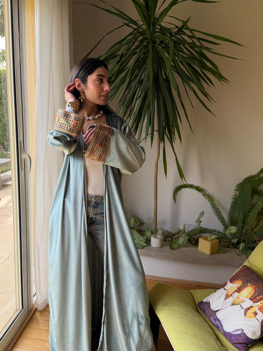 Mint green Velvet Kaftan