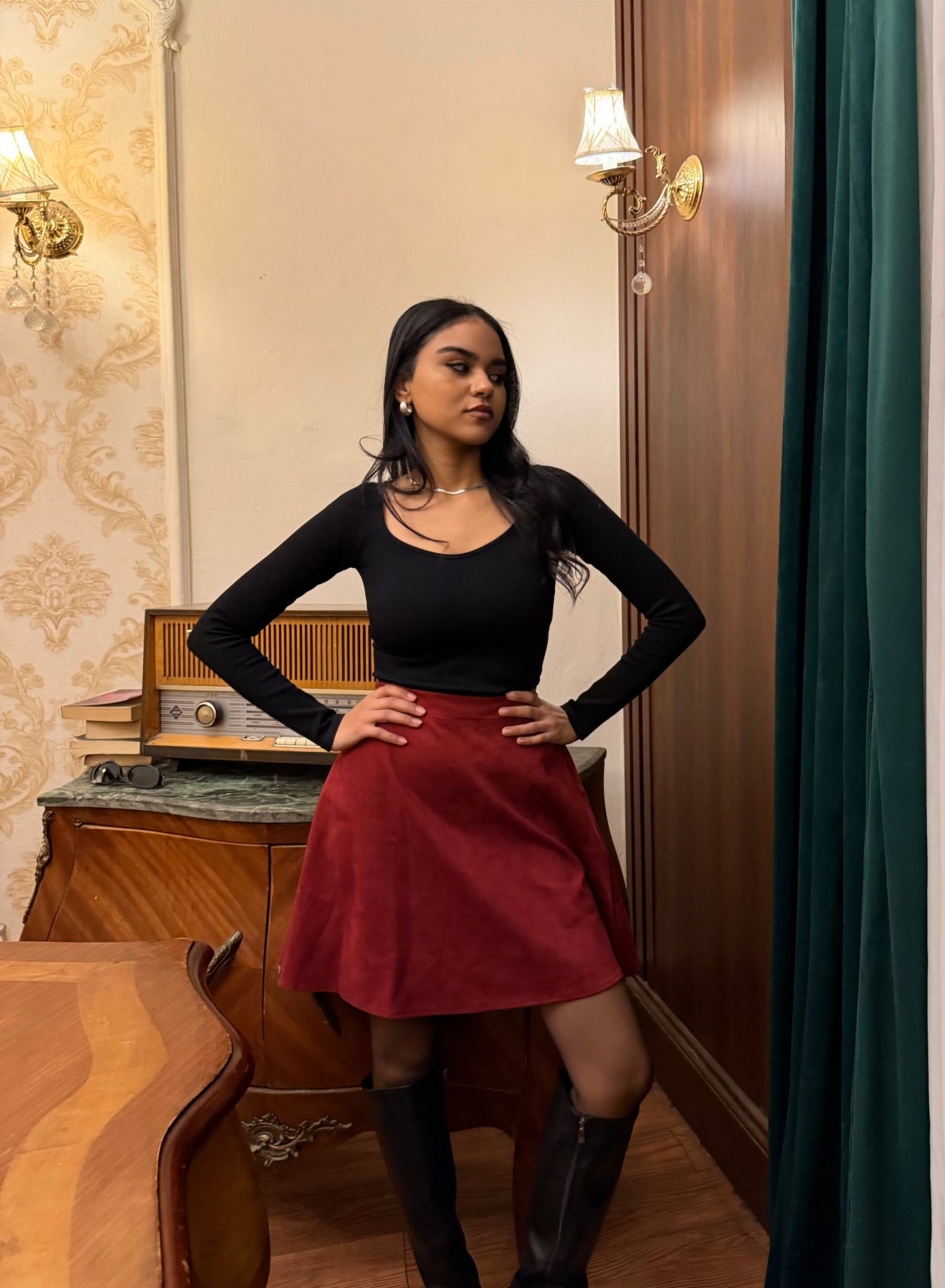 Retro Burgundy Skirt