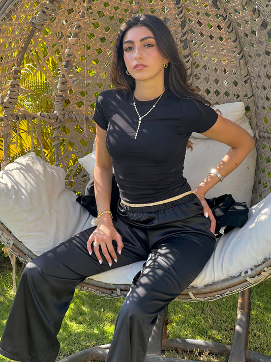 Black Satin Pants