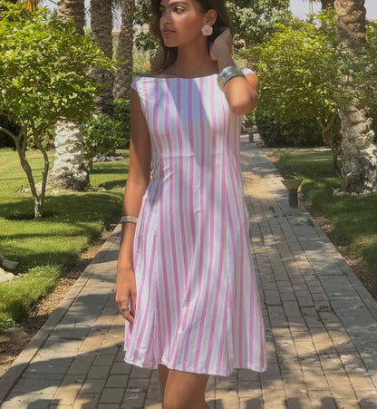 Pink and Yellow Stripes Swim Dress