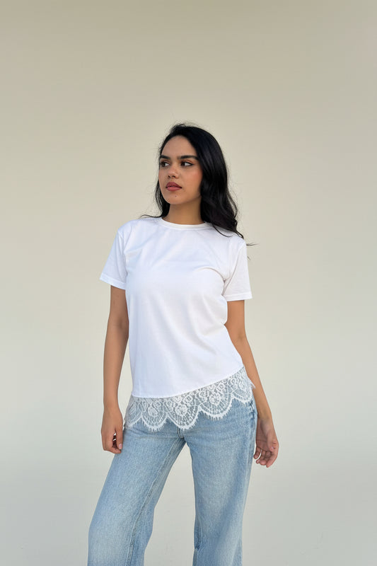 White Lace End Shirt