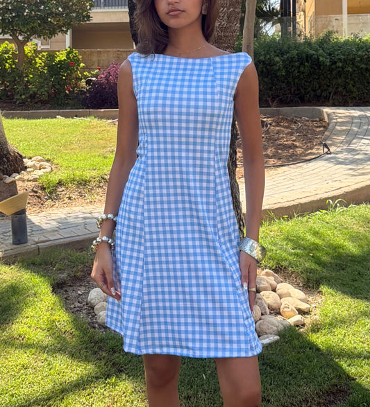 Blue Gingham Swimsuit Dress