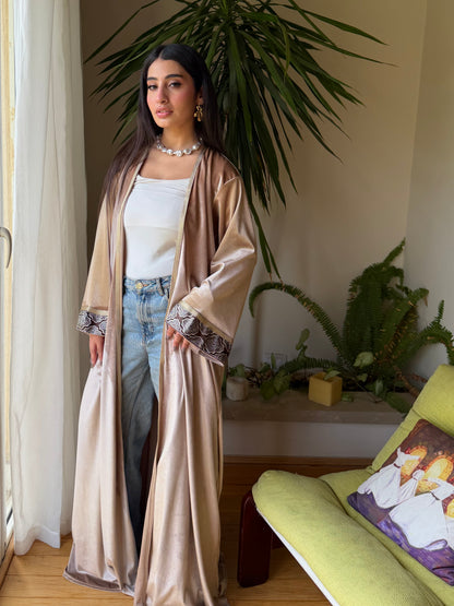 Beige Velvet Kaftan