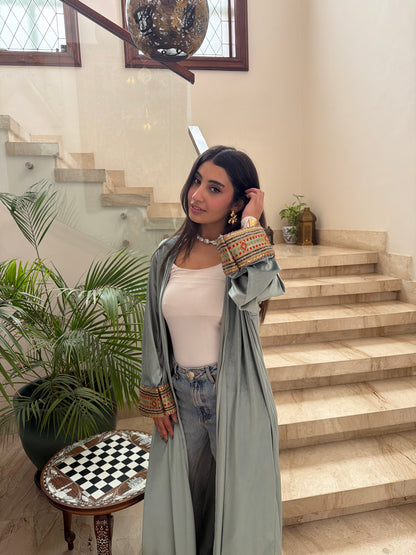 Mint green Velvet Kaftan