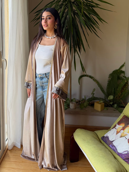 Beige Velvet Kaftan