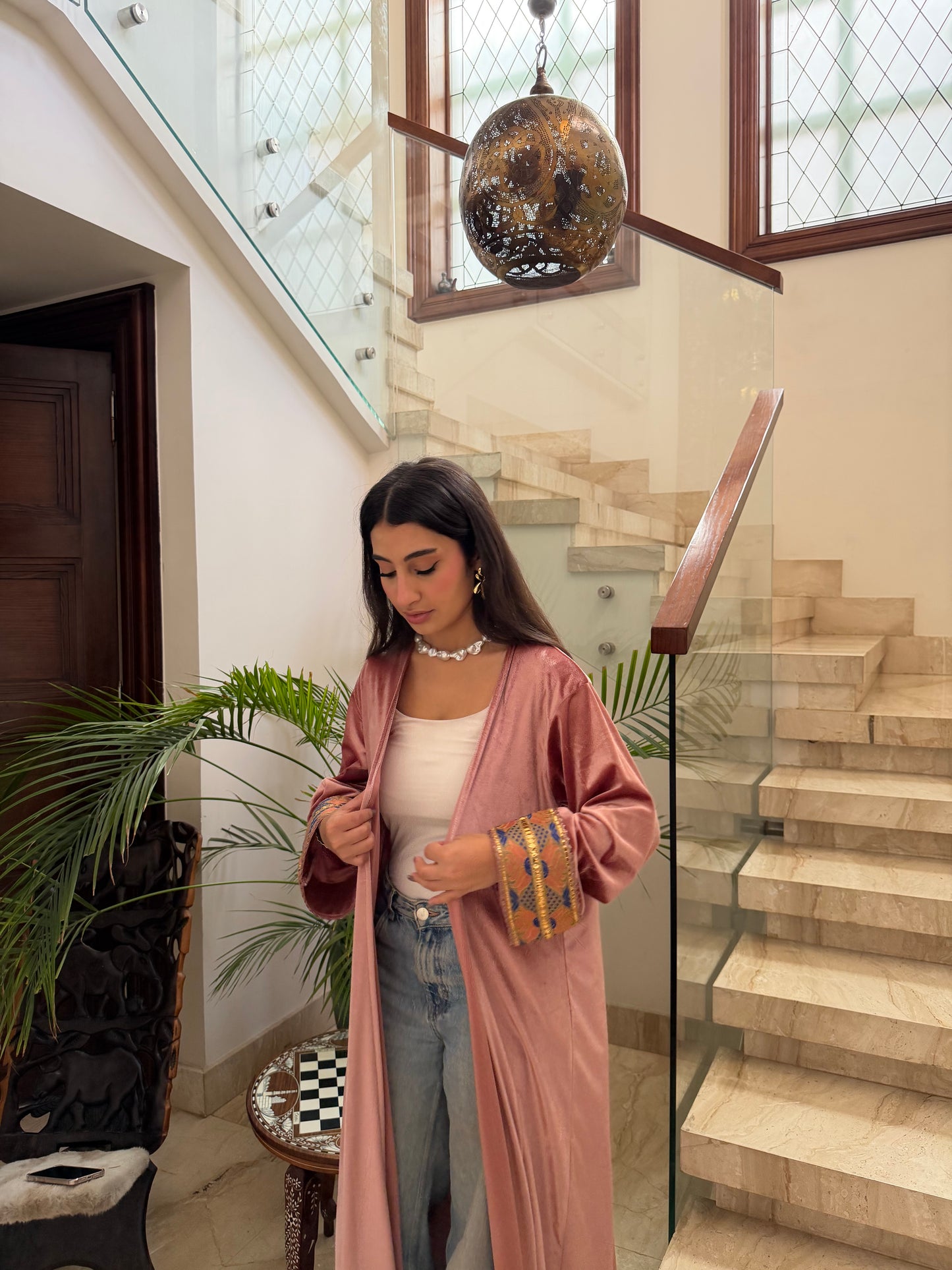 Pink Velvet Kaftan