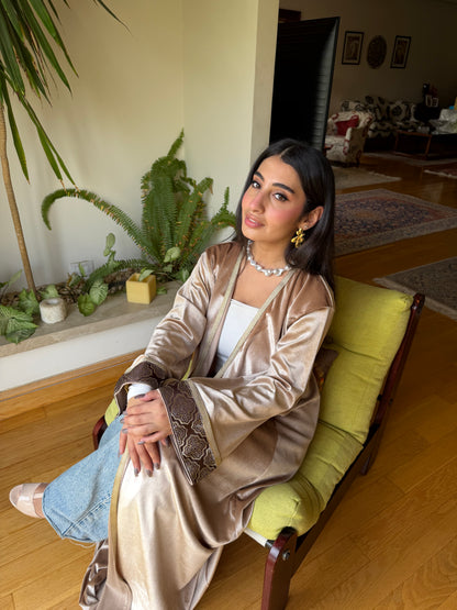 Beige Velvet Kaftan