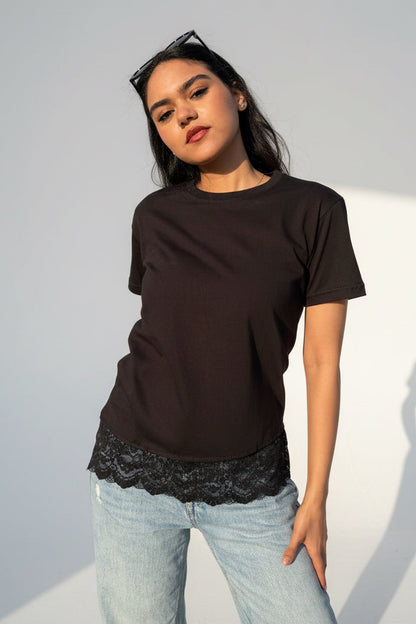 Black Lace End Shirt