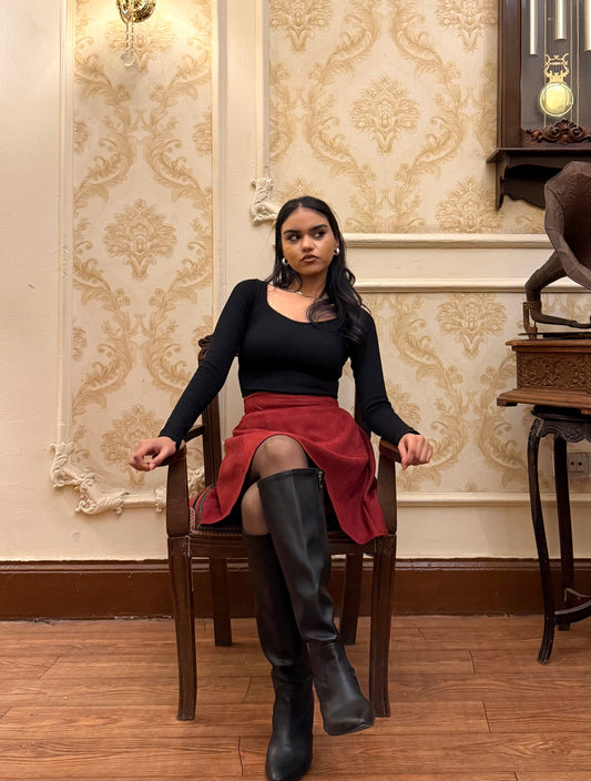 Retro Burgundy Skirt