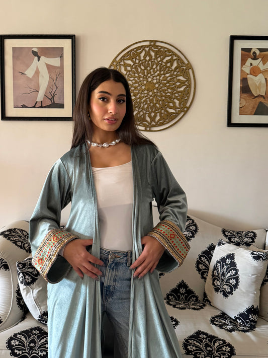 Mint green Velvet Kaftan